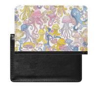 XJLAPWS Passport Cover Case Cute Pink Octopus Pattern Pu Leather Passport Holder Cover with Card Slot