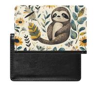 XJLAPWS Passport Cover Case Cute Sloth Butterflies Flowers Pu Leather Passport Holder Cover with Card Slot