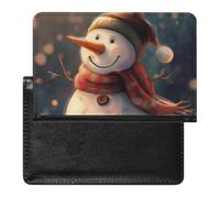 XJLAPWS Passport Cover Case Cute Snowman Christmas Pu Leather Passport Holder Cover with Card Slot