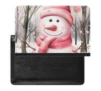 XJLAPWS Passport Cover Case Cute Snowman Christmas Snow Pu Leather Passport Holder Cover with Card Slot