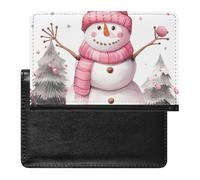 XJLAPWS Passport Cover Case Cute Snowman Christmas Snow Pu Leather Passport Holder Cover with Card Slot