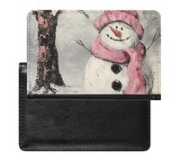 XJLAPWS Passport Cover Case Cute Snowman Christmas Snow Pu Leather Passport Holder Cover with Card Slot