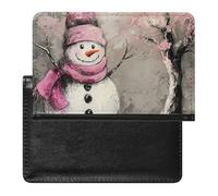 XJLAPWS Passport Cover Case Cute Snowman Christmas Snow Pu Leather Passport Holder Cover with Card Slot