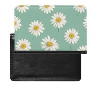 XJLAPWS Passport Cover Case Daisy Flowers Patterns Pu Leather Passport Holder Cover with Card Slot