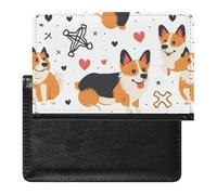 XJLAPWS Passport Cover Case Dog Breed Welsh Corgi Pu Leather Passport Holder Cover with Card Slot