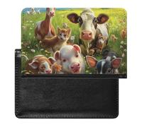 XJLAPWS Passport Cover Case Farm Animals Pig Cow Cat Cute Pu Leather Passport Holder Cover with Card Slot