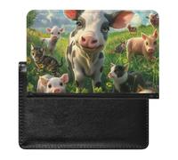 XJLAPWS Passport Cover Case Farm Animals Pig Cow Cat Cute Pu Leather Passport Holder Cover with Card Slot