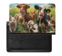 XJLAPWS Passport Cover Case Farm Animals Pig Cow Cat Cute Pu Leather Passport Holder Cover with Card Slot