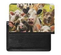 XJLAPWS Passport Cover Case Farm Animals Pig Cow Cat Cute Pu Leather Passport Holder Cover with Card Slot