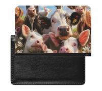 XJLAPWS Passport Cover Case Farm Animals Pig Cow Cat Cute Pu Leather Passport Holder Cover with Card Slot