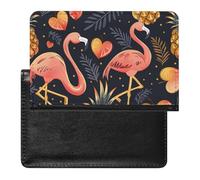 XJLAPWS Passport Cover Case Flamingo and Pineapple Heart Leaves Pattern Pu Leather Passport Holder Cover with Card Slot