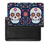 XJLAPWS Passport Cover Case Mexican Pattern Day of Dead with Sugar Skull Pu Leather Passport Holder Cover with Card Slot