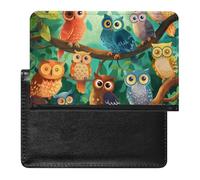 XJLAPWS Passport Cover Case Owls in Pu Leather Passport Holder Cover with Card Slot