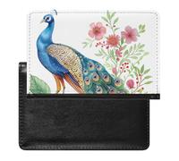 XJLAPWS Passport Cover Case Peacock with Fruit and Flowers Pu Leather Passport Holder Cover with Card Slot