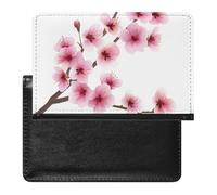 XJLAPWS Passport Cover Case Pink Blossom Cherry Flowers Pu Leather Passport Holder Cover with Card Slot