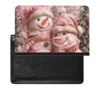XJLAPWS Passport Cover Case Pink Christmas Snowmans Pu Leather Passport Holder Cover with Card Slot