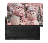 XJLAPWS Passport Cover Case Pink Christmas Snowmans Pu Leather Passport Holder Cover with Card Slot