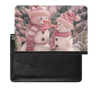 XJLAPWS Passport Cover Case Pink Christmas Snowmans Pu Leather Passport Holder Cover with Card Slot