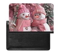 XJLAPWS Passport Cover Case Pink Christmas Snowmans Pu Leather Passport Holder Cover with Card Slot