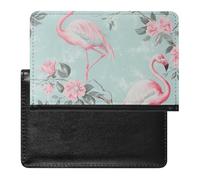 XJLAPWS Passport Cover Case Pink Flamingo Birrds Floral Flowers Pu Leather Passport Holder Cover with Card Slot