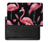 XJLAPWS Passport Cover Case Pink Flamingos Heart Pattern Pu Leather Passport Holder Cover with Card Slot
