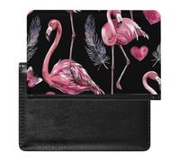 XJLAPWS Passport Cover Case Pink Flamingos Heart Pattern Pu Leather Passport Holder Cover with Card Slot