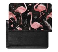 XJLAPWS Passport Cover Case Pink Flamingos Heart Pattern Pu Leather Passport Holder Cover with Card Slot
