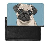 XJLAPWS Passport Cover Case Pug Dog Cute Pu Leather Passport Holder Cover with Card Slot