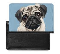 XJLAPWS Passport Cover Case Pug Dog Cute Pu Leather Passport Holder Cover with Card Slot
