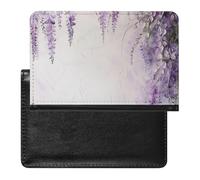 XJLAPWS Passport Cover Case Purple Wisteria Floral Pu Leather Passport Holder Cover with Card Slot