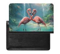 XJLAPWS Passport Cover Case Tropical Pink Flamingos Waterfall Butterfly Pu Leather Passport Holder Cover with Card Slot
