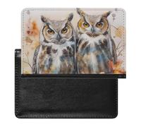 XJLAPWS Passport Cover Case Watercolor Owls Pu Leather Passport Holder Cover with Card Slot