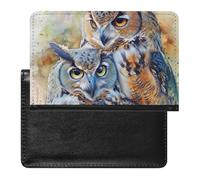 XJLAPWS Passport Cover Case Watercolor Owls Pu Leather Passport Holder Cover with Card Slot
