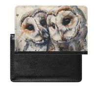 XJLAPWS Passport Cover Case Watercolor Owls Pu Leather Passport Holder Cover with Card Slot