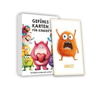XJLyaya Feeling Cards for Children, 32 Pieces Feeling Monster Cards, Emotion Cards for Children, Emotion Cards, Emotion Cards, Feeling Monster Cards Explanation Texts, for Nursery, Primary School