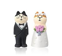 XJLyaya Pack of 2 Bride and Groom Figures, Wedding Couple Figures, Wedding Cat Figures, Suitable for Anniversary, Wedding, Valentine's Day, Car Decoration, Cake Decoration