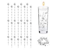 XJLyaya Ruban Perles de, 1.2 m 24 Pcs Garlands de Perles Artificielles, Ruban Avec Pearl, Chaîne Perle Avec Ligne Pêche, Convient Pour les Bougies Flottantes, Faites à la Main, Mariage (Silver)