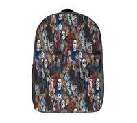 XJmoney 17 Inch Horror Character Poster Backpack, Multicolour, 11x5.2x17.4in, Daypack Backpack for Boys Elementary And Middle School Student
