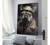 XJmoney Prints - Colourful French Bulldog Canvas Wall Art Prints | Abstract Pictures | Ready to Hang for Living Room 24x36inch(60x90cm)