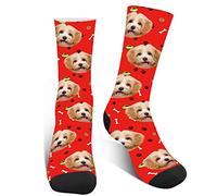 XJone Custom Dog Photo Socks, Funny Socks, Personalised Put Your Pet Face on Paws Bones Socks