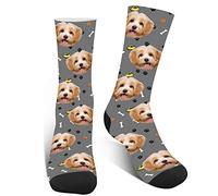 XJone Custom Dog Photo Socks, Funny Socks, Personalised Put Your Pet Face on Paws Bones Socks