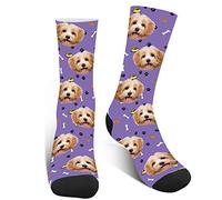XJone Custom Dog Photo Socks - Personalised Put Your Pet Face on Paws Bones Socks