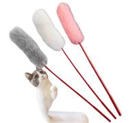 XJPXFQ 3/1PCS Random Color Tease Cat Stick Faux Fur Pompom Plush Pet Interactive Stick Cat Playing Training Toys Pet Supplies(3PCS)