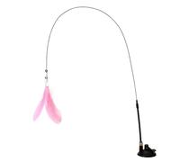 XJPXFQ Cat Toy Cat Teaser Stick With Bell Extended Rod Suction Cup Self High And Durable Bite Teaser Replaceable Feather Head(Strong Pink)