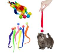 XJPXFQ Cat Worm Toy Wiggly Balls CatToys Cat Chewing Toys Bouncy Ball Kitten Bite Playing Plush Toys Cat Interactive Toy(3)
