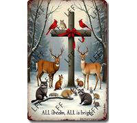 XJPXFQ Retro Metal Tin Sign, All Is Calm All Is Bright Home Bar Shop Decorations Coffee Vintage Sign Gift 8X12 Inch
