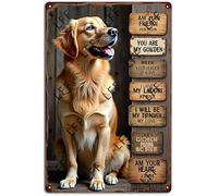 XJPXFQ Retro Metal Tin Sign, Golden Retriever Wooden Sign Home Bar Shop Decorations Coffee Vintage Sign Gift 8X12 Inch