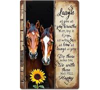 XJPXFQ Retro Metal Tin Sign, Horses Laugh As Much As You Breathe Love As Long As You Live Do What Makes You Happy Be With Those Home Bar Shop Decorations Coffee Vintage Sign Gift 8X12 Inch
