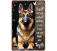 XJPXFQ Vintage Metal Tin Sign German Shepherd And God Said I Will Send Them Without Wings So No One Suspects They Are Angels Wall Art Poster Novelty Sign 8X12 Inch
