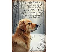 XJPXFQ Vintage Tin Sign - Golden Retriever In The Snow With A Quote On It - Wall Art For Home Or Office Decore Poster For Spiritual - Metal Plaque 8 Inch X 12 Inch